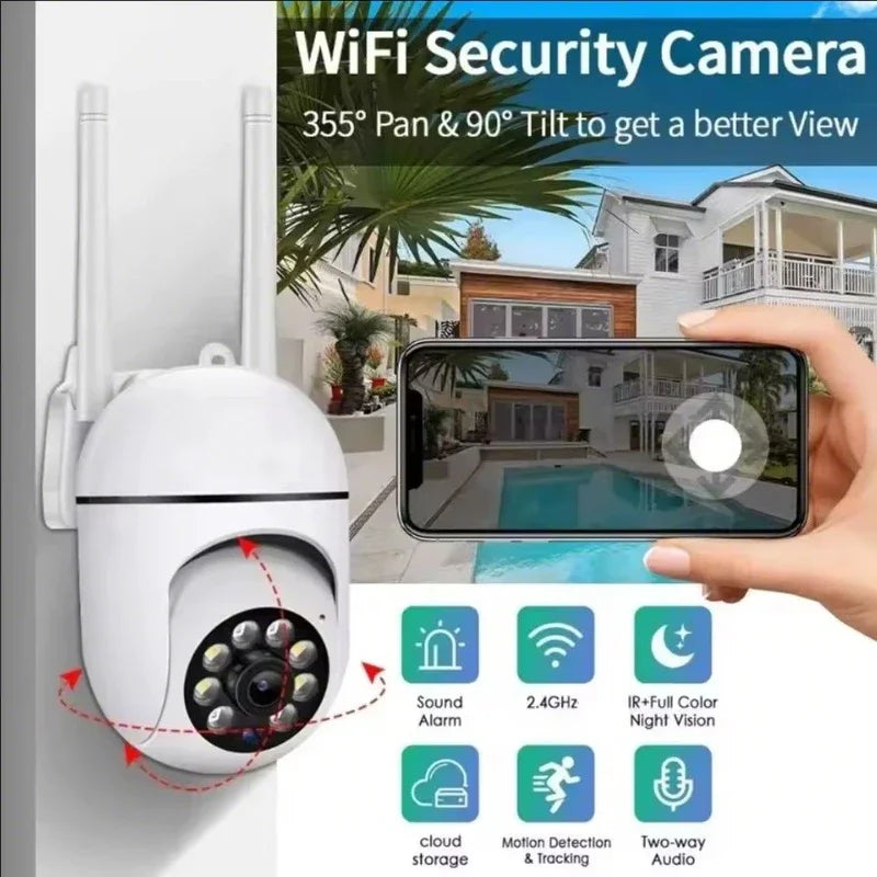 Cámara de Seguridad Exterior PTZ WiFi 1080P - Zoom Digital 4X y Audio Bidireccional